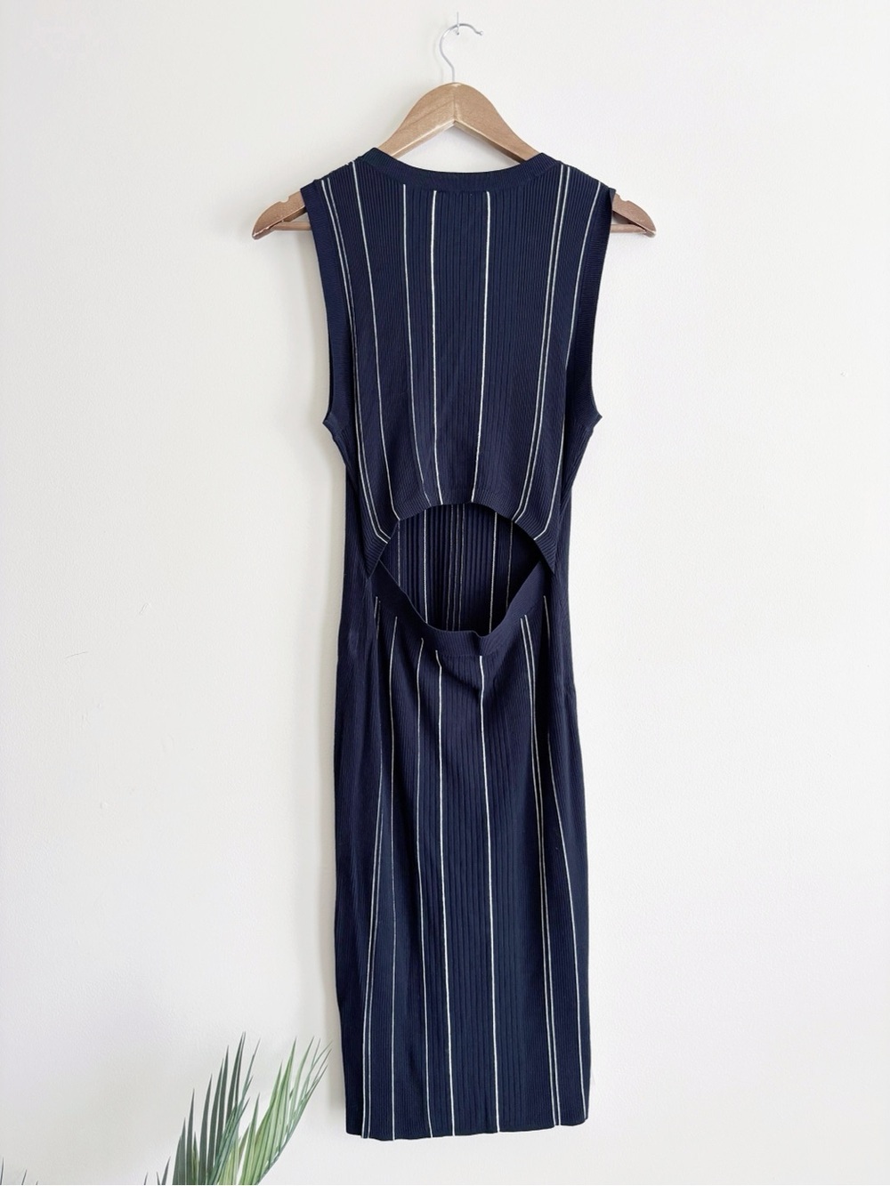 Theory Navy Blue Striped Hankson Ribbed Bodycon Dress Large - Picture 4 of 8